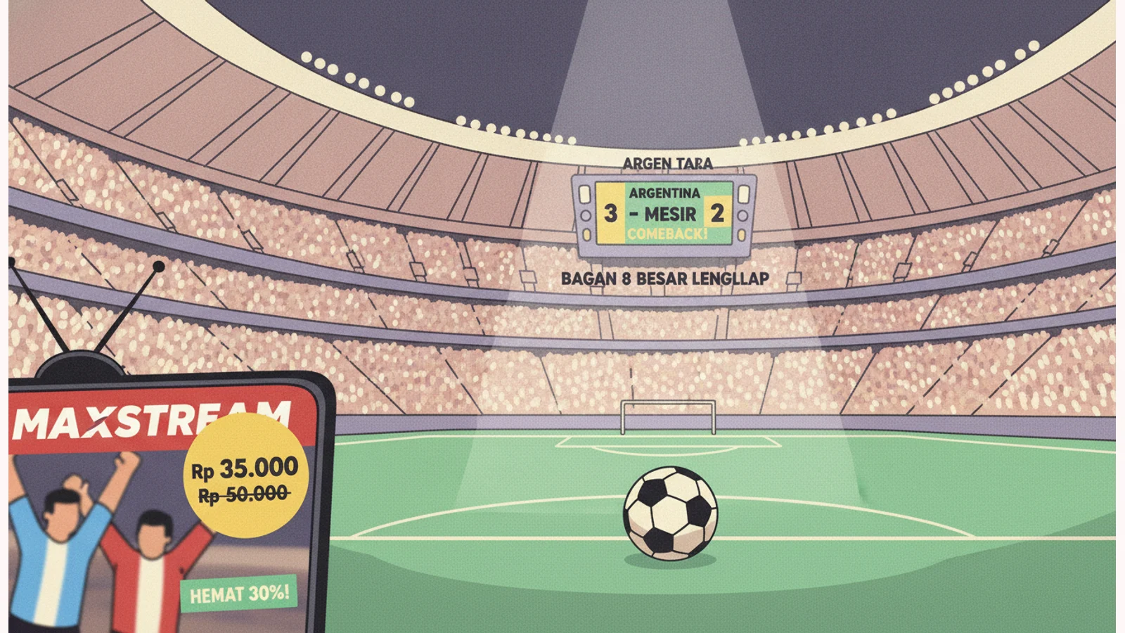 Argentina Comeback 3-2 vs Mesir, Bagan 8 Besar Lengkap