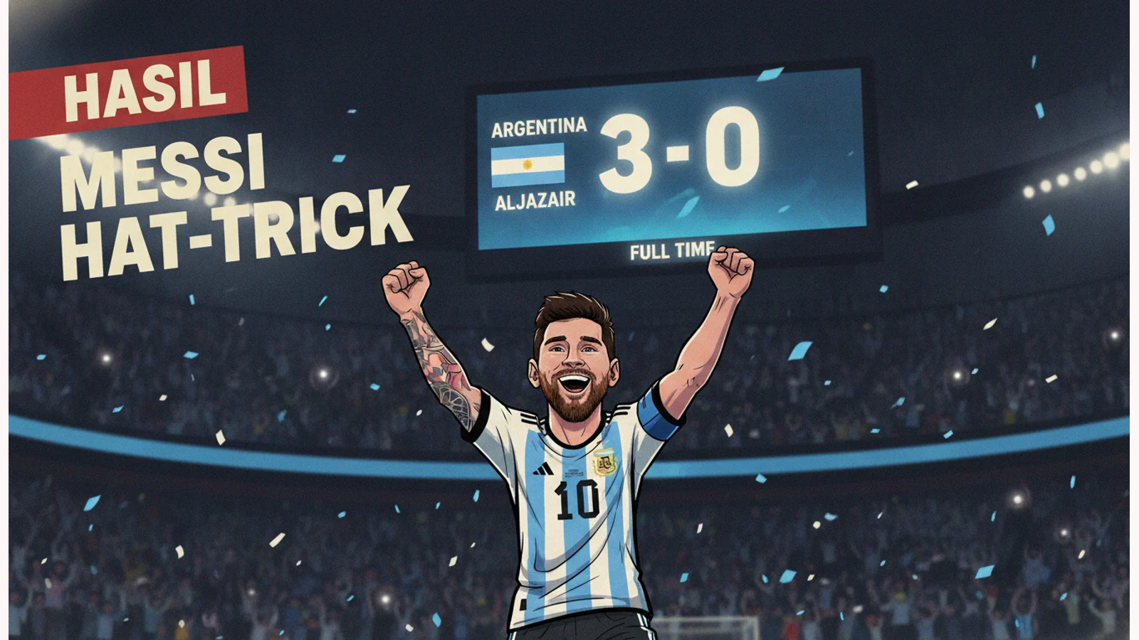 Messi Hat-trick, Argentina Libas Aljazair 3-0